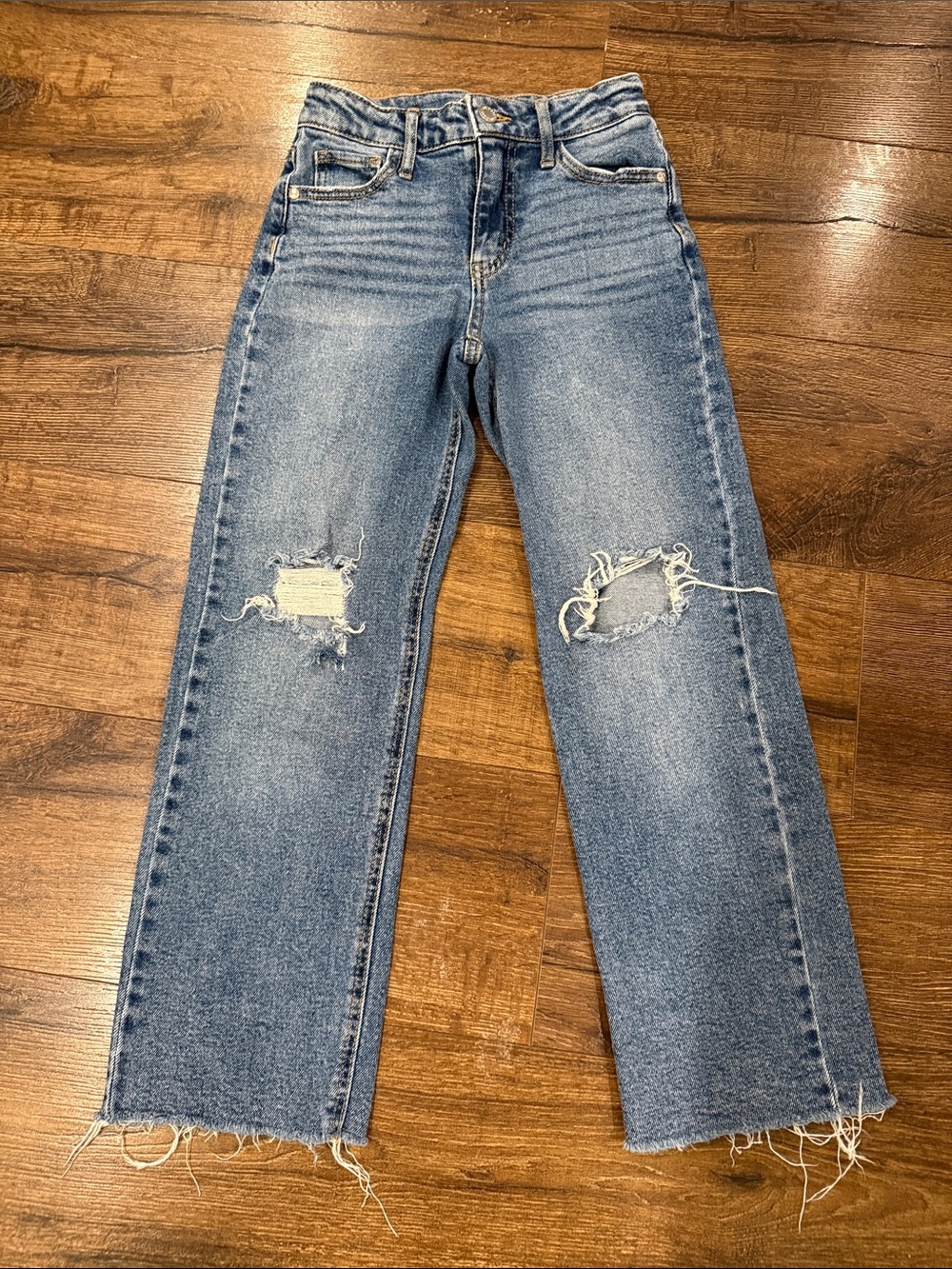 Art Class Distressed High-Rise Straight Leg Jeans - Light Blue